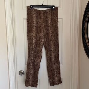 Brown animal, print silky, smooth Pants size small